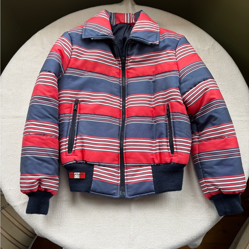 Vintage Ski Jacket Red and Blue Puff. Alaska Brand from France.